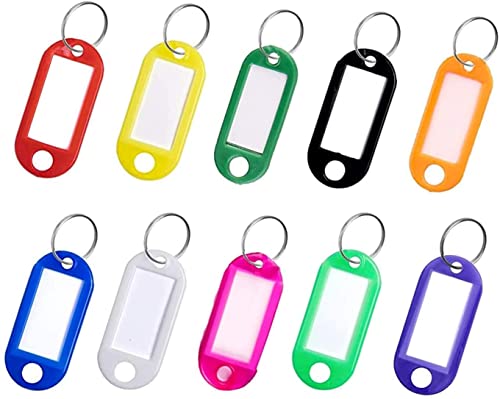 PULABO Schlüsselanhänger, Packung mit 10 Schlüsselanhänger mit Etiketten Schlüsselanhänger ID Kunststoff Schlüsselanhänger Schlüsselanhänger mit geteilten Ringen für Gepäck Pet Name Memory Stick Tags von Generic