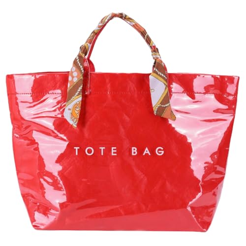 PVC -Einkaufstasche Umhängetasche Top Griff Einkaufstasche Hobo -Tasche for Frauen (rot) von Generic