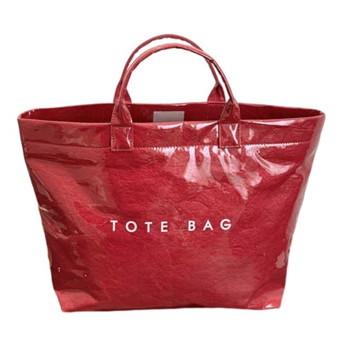 PVC Reiseeinkaufstasche große Kapazität Slusty Bag Y2K Satchel -Geldbörse for Frauen Arbeit einkauft Reisen (Carmine rot) von Generic