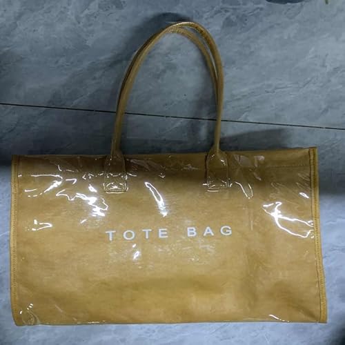 PVC Stylish Letter Print Handtasche Casual Umhängetasche Freizeittasche (braun) von Generic