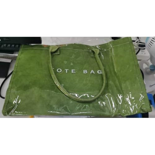 PVC Trendy Letter Print Handtasche Casual Umhängetasche Freizeittasche (grünes Gras) von Generic