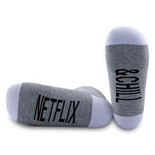 PYOUL 1 Paar Netflix Geschenke Netflix und Chill Lustige Socken Netflix und Chill Geschenk Muttertag Geschenk Valentinstag Socken Geschenk, Netflix & Chill 1 Paar, M von Generic