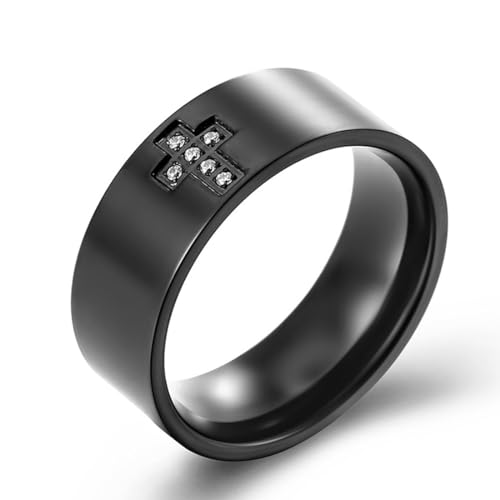 Paar Diamant Kreuz Verlobungsring, Mode schlichter Kreuz Titan Stahl Ring von Generic