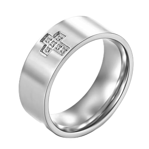 Paar Diamant Kreuz Verlobungsring, Mode schlichter Kreuz Titan Stahl Ring von Generic