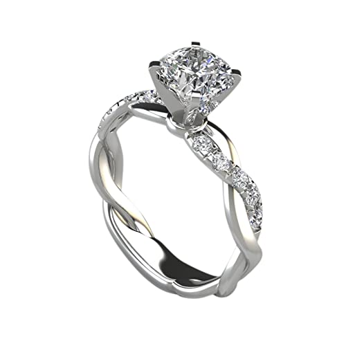 Paar Verlobung Prinzessin Frauen Braut Versprechen Party Schmuck Ring Jahrestag Hochzeit Valentinstag Mode Diamant Ring Geschenk Ringe für Männer Verstellbar, silber, 11 von Generic