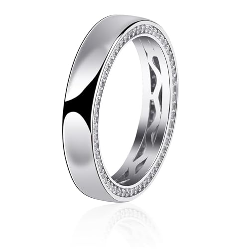 Paar-Verlobungsring, S925-Silber, glänzend, Hip-Hop-Ring, Mikro-Set mit Iced-Out-Zirkon für Männer und Frauen (6mm silver 11#) von Generic