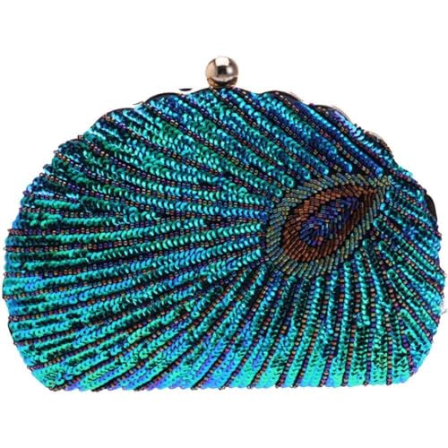 Pailletten Pfauen Bag Perlen Sticked Bag Retro Stickerei Abendtasche Perlen Clutches Frauenparty Elegante Geldbörse von Generic