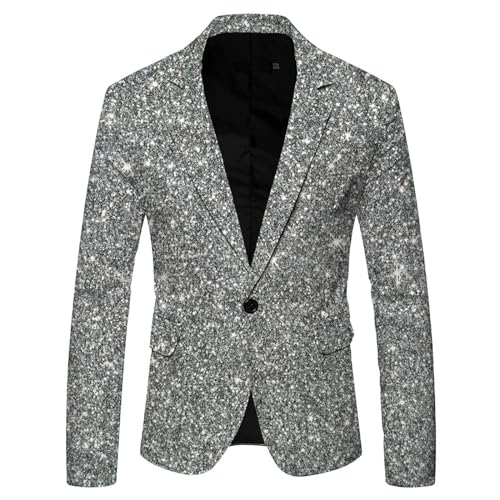 Pailletten Sakko Herren Glitzer Glänzende EIN-Knopf Slim Fit Blazer Männer Frühling Herbst Stylish Pailletten Herren Jackets Freizeit Jackett Business Hochzeit Anzugjacke Pailletten Sakko Herren Glitzer Glänzende EIN-Knopf Slim Fit Blazer Männer Frühling Herbst Stylish Pailletten Herren Jackets Freizeit Jackett Business Hochzeit Anzugjacke von Generic