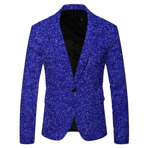 Pailletten Sakko Herren Glitzer Glänzende EIN-Knopf Slim Fit Elegante Blazer Männer Frühling Herbst Stylish Jackets Performance-Kostüm für Hochzeit und Mottoparty Karneval von Generic