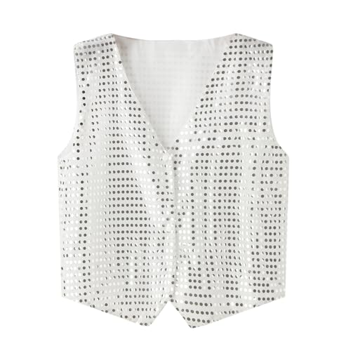 Pailletten Weste Herren Pailetten ärmellose Glitzer Weste Mantel Anzugweste Damen Herren Damen Kostüm Zubehör Disco Karneval und Mottoparty Kostüm Pailetten Weste Kostüm Tanzkostüm Glitzer Herren von Generic