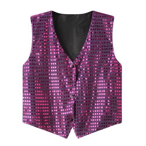 Pailletten Weste Herren Pailetten ärmellose Glitzer Weste Mantel Anzugweste Damen Herren Damen Kostüm Zubehör Disco Karneval und Mottoparty Kostüm Pailetten Weste Kostüm Tanzkostüm Glitzer Herren von Generic
