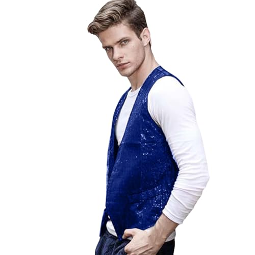 Pailletten Weste Herren Pailetten ärmellose Glitzer Weste Mantel Anzugweste Damen Herren Damen Kostüm Zubehör Disco Karneval und Mottoparty Kostüm Pailetten Weste Kostüm Tanzkostüm von Generic