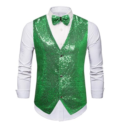 Pailletten Weste Herren Pailetten ärmellose Glitzer Weste Mantel Anzugweste Damen Herren Damen Kostüm Zubehör Disco Karneval und Mottoparty Kostüm Pailetten Weste Kostüm Tanzkostüm von Generic