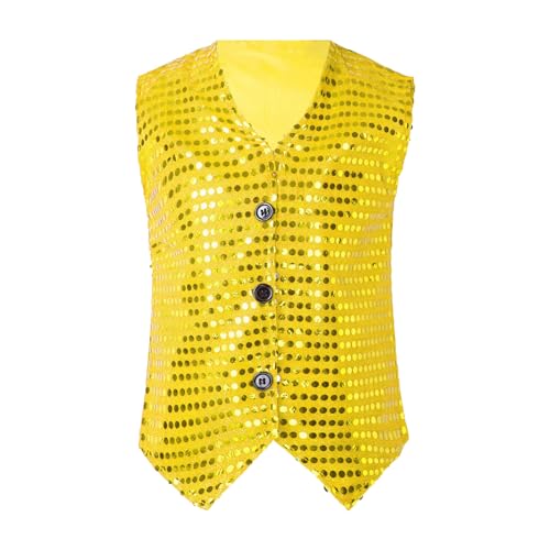 Paillettenjacke für Kinder, Gold, Pailletten Weste Kinder Karneval Hip Pop Weste Kinder Jungen Anzugweste mit Pailletten von Generic