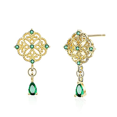 Palace Stil Hohl Chinesische Spitze 925 Sterling Silber Smaragd Grün Zirkon Wasser Tropfen Ohrringe Schmuck Palace Stil Hohl Chinesische Spitze 925 Sterling Silber Smaragd Grün Zirkon Wasser Tropfen Ohrringe Schmuck von Generic