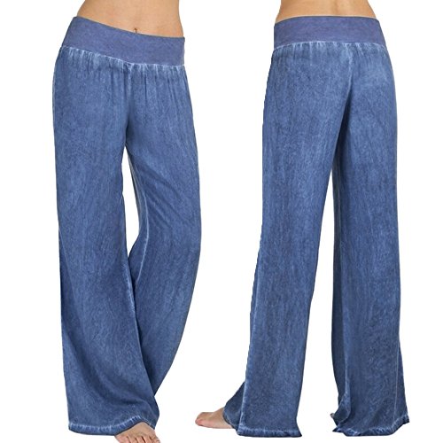 Palazzo Hose Damen High Waist - Baggy Jeans Damen Weites Bein Jeanshose Schlaghose mit Gummizug Haremshose Straight Leg Flared Freizeithose Jogginghose Yogahose Lange Hosen für Frauen von Generic