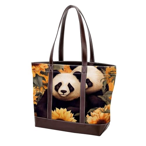 Panda Sunflower-470 modische Damen-Geldbörse aus gewaschenem strapazierfähigem Leder mit Tragegriff oben mit Taschen und Reißverschluss von Generic