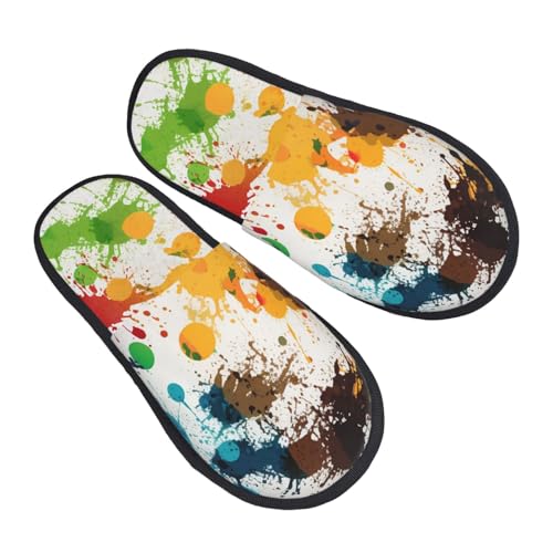 Pantoffeln Abstrakte Farbspritzer Flauschiges Slippers Rutschfeste Baumwolle Pantoffeln Für Unisex Den Alltag Weihnachten M von Generic