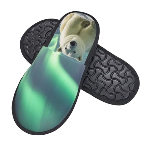 Pantoffeln Bären Nordlicht Wärme Slippers Weiches Baumwolle Pantoffeln Für Unisex Winter Weihnachten L von Generic