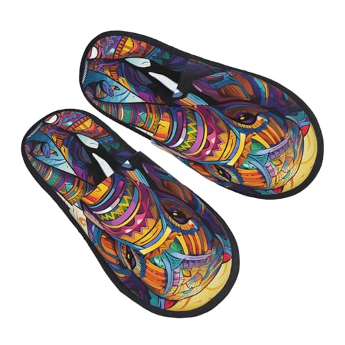 Pantoffeln Bunter Elefant Rutschfeste Baumwolle Pantoffeln Flauschiges Slippers Für Weihnachten Draußen Unisex L von Generic