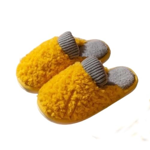 Pantoffeln Damen Flache Gemütliche Memory Schaum Baumwolle Hausschuhe Warmes Dicke Fleece Futter 37-38 EU,Gelb von Generic