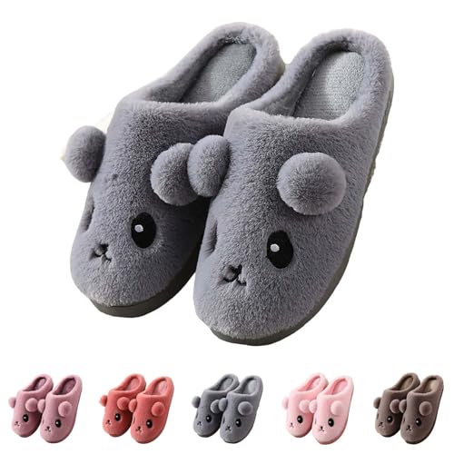 Pantoffeln Damen Plüsch, Damen Hausschuhe Geschlossen Flauschig Slipper Elegant Winterschuhe Gefüttert Hausschlappen Flach Haushaltsschuhe Rutschfest Baumwollhausschuhe Bequem Filzpantoffeln von Generic