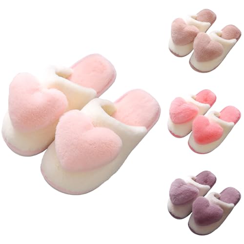 Pantoffeln Damen Plüsch, Hausschuhe Damen Winter Slipper Elegant Hauspantoffeln Cute Hausschlappen Rutschfest Baumwollhausschuhe Warm Winterschuhe Gefüttert Haushaltsschuhe Flauschig Schlupfschuhe von Generic