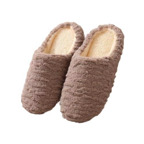 Pantoffeln Damen Warmes Futter Cosy Cloudyzz Schlappen Herren Winter Warm Slip-on Flache 38-39 EU,Kaffee von Generic