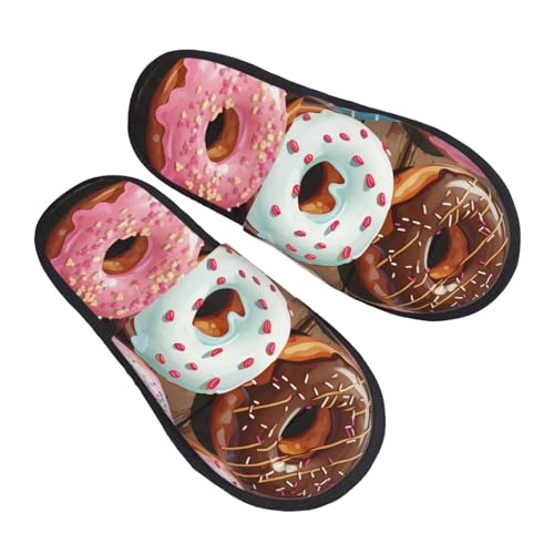 Pantoffeln Donuts Rutschfeste Slippers Scuff Baumwolle Pantoffeln Für Unisex Schlafzimmer Weihnachten L von Generic