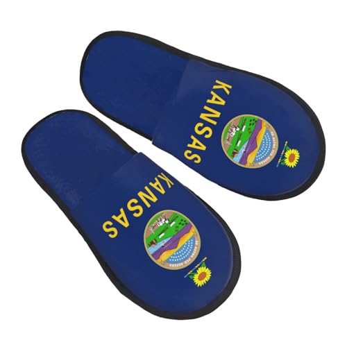 Pantoffeln Flagge Von Kansas Luxuriös Hauspantoffeln Rutschfeste Slippers Für Weihnachten Draußen Unisex M von Generic
