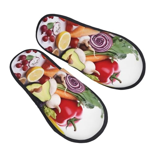Pantoffeln Gesundes Essen Gedruckt Rutschfeste Hausschuhe Kunstalpaka Slippers Für Winter Weihnachten Den Alltag M von Generic