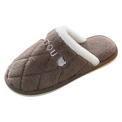 Pantoffeln Herren, Winter Filzpantoffeln Feste Sohle Slippers Kuschelige Warme Hausschuhe Weiche Rutschfeste Gästehausschuhe Hüttenschuhe Filz Plüsch Schuhe Winterhausschuhe von Generic