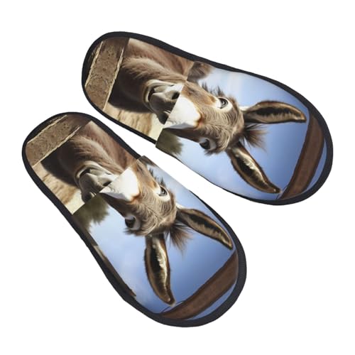Pantoffeln Lustiger Esel Rutschfeste Hauspantoffeln Flauschiges Slippers Für Unisex Schlafzimmer Weihnachten M von Generic