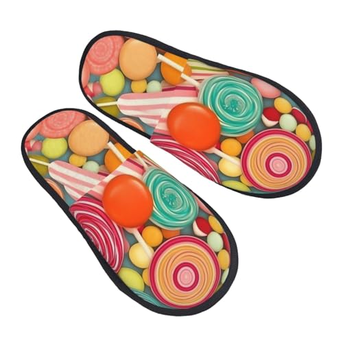 Pantoffeln Lutscher-Muster Rutschfeste Hauspantoffeln Luxuriös Hausschuhe Für Drinnen Draußen Weihnachten M von Generic