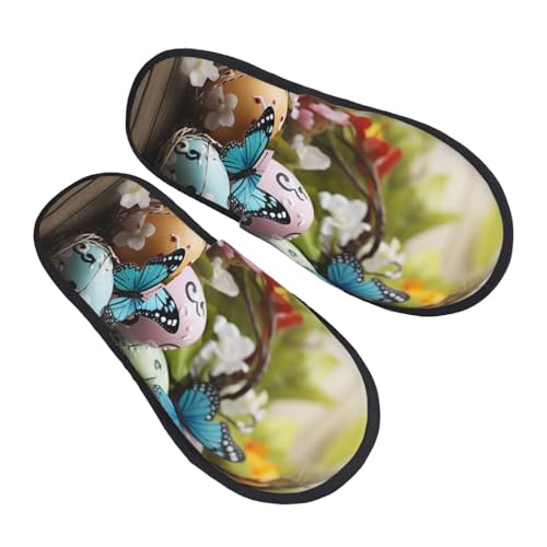 Pantoffeln Ostereier Mit Schmetterling Wärme Baumwolle Pantoffeln Luxuriös Slippers Für Unisex Schlafzimmer Weihnachten M von Generic