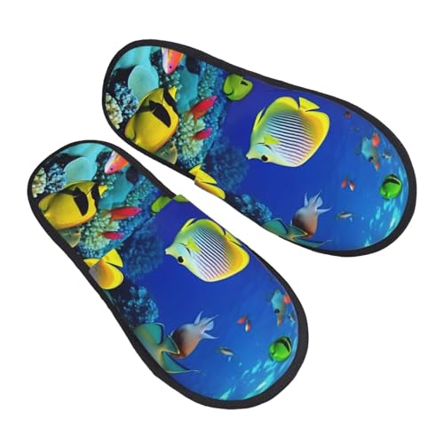 Pantoffeln Tropischer Ocean-Seefisch Wärme Hauspantoffeln Kunstalpaka Slippers Für Winter Draußen Weihnachten L von Generic