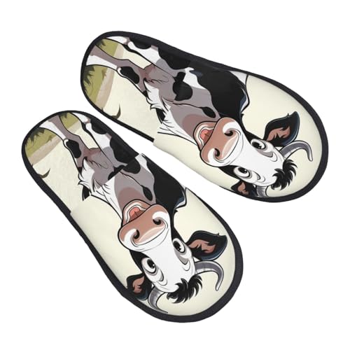Pantoffeln Weiße Und Schwarze Kuh Mit Fellfutter Slippers Leichte Hausschuhe Für Unisex Weihnachten Schlafzimmer M von Generic