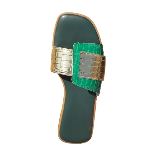 Pantoletten Damen Leder Mit Fussbett - Sandaletten Sommer Offen Hausschuhe Muster Strandschuhe Glitzer Sommerschuhe Slingback Schlappen Elegant Sandalen Rutschfest Freizeitschuhe von Generic