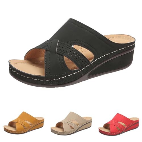 Pantoletten Damen Mit Fussbett Orthopädische Hausschuhe Bequem Vintage Plattform Peeptoe Dicke Sohle Schlappen Rutschfeste Keilabsatz Boho Pantoletten Freizeit Plateau Keilsandalen Slipper Pantoletten Damen Mit Fussbett Orthopädische Hausschuhe Bequem Vintage Plattform Peeptoe Dicke Sohle Schlappen Rutschfeste Keilabsatz Boho Pantoletten Freizeit Plateau Keilsandalen Slipper von Generic
