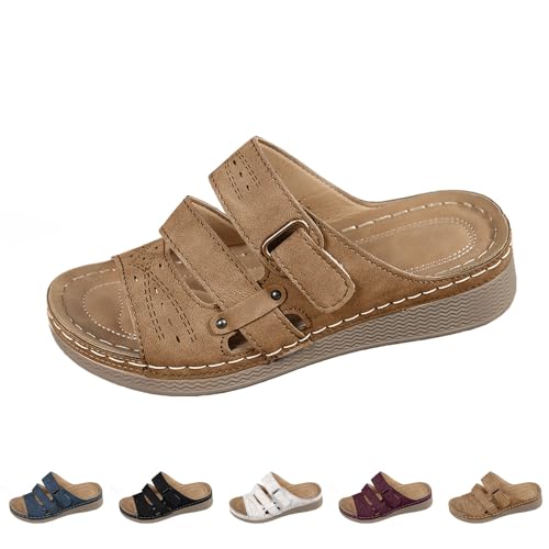 Pantoletten Damen Orthopädische Schuhe Sommer Breite Füße Schlappen Leicht Sandalen Offener Latschen Sommerschuhe Rutschfeste Strandschuhe Leicht Bequem Slides Damen-Hausschuhe von Generic