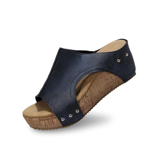Pantoletten Damen Sandalen mit Absatz Sommerschuhe Plateau Sandaletten mit Fußbett Schlappen Frauen Slipper Leder Keilsandaletten Hausschuhe Elegant Offene Sommer Schuhe Rutschfeste Strandsandalen Pantoletten Damen Sandalen mit Absatz Sommerschuhe Plateau Sandaletten mit Fußbett Schlappen Frauen Slipper Leder Keilsandaletten Hausschuhe Elegant Offene Sommer Schuhe Rutschfeste Strandsandalen von Generic