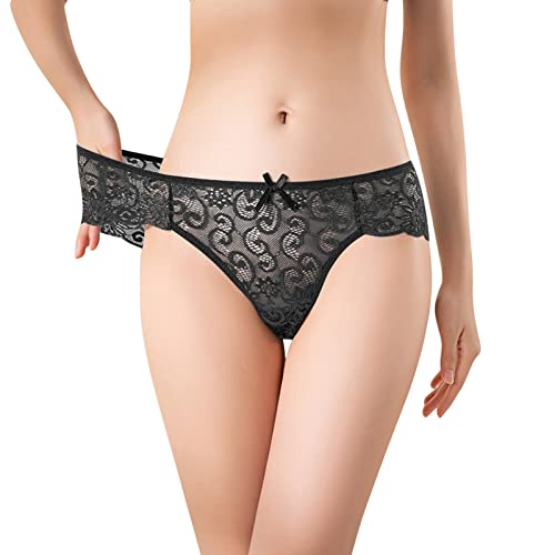 Panty Damen für Sex mit Spitze Unterhose Frauen Schlüpfer Blume Slips Lingerie Spitzen String Tanga Panties & Hipsters Atmungsaktiv Erotic Sexy Dessous Tanga G String Erotisch Unterwäsche Lace von Generic