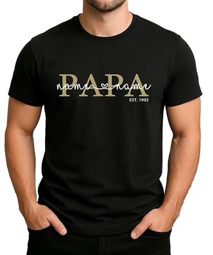 Personalisiertes Vatertags-T-Shirt - Geschenk für Papa mit Namen der Kinder - Individuelles Shirt für den besten Vater - Vatertagsgeschenk personalisiert - Mit Wunschjahr Herren Männer T-Shirt von Generic