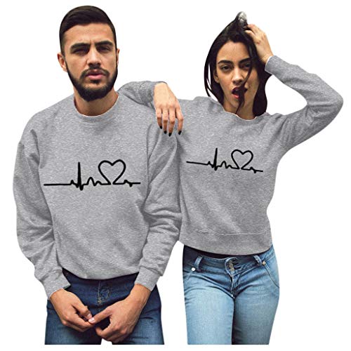 Partner Pullover Herren Damen Sweatshirt ohne Kapuze Couples Pulli Langarmshirt Pärchen Hoodie für Paar Mr Mrs Partnerlook Valentinstag Rundhals Love Print Langarm Unisex Pullover Sweatshirts von Generic