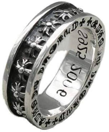 Partnerringe Punk Männer und Frauen 925 Sterling Silber Cross Ring Paare Mode Menschen Personalized Paar Ringe Schmuck Thai Silber Ring, 925 Silber, 15 von Generic