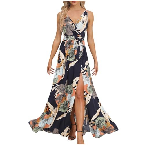 Partykleid Damen Spaghettiträger Etuikleid mit tiefem V Ausschnitt Einfarbiges figurbetontes Kleid Ärmelloses rückenfreies Wickelkleid Abendkleid mit hohem Schlitz Cocktailkleid Gutschein Angebote von Generic