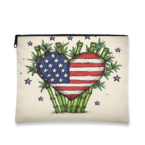 Patriotische Kosmetiktasche, amerikanische Flagge, Herz, Grafik, Bambus, Make-up-Tasche, Organizer für Reisen, Urlaub, Geschenk, Kulturbeutel für Damen, Mehrfarbig, 7x9 Inch, Herz Patriotische Kosmetiktasche, amerikanische Flagge, Herz, Grafik, Bambus, Make-up-Tasche, Organizer für Reisen, Urlaub, Geschenk, Kulturbeutel für Damen, Mehrfarbig, 7x9 Inch, Herz von Generic