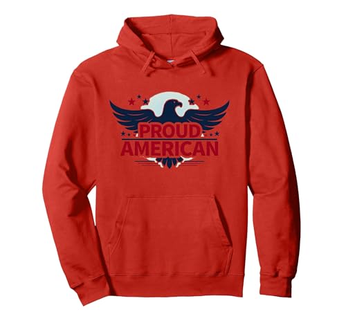 Patriotische USA-Flagge für Herren Pullover Hoodie, Unisex für Erwachsene, Rot, L von Generic