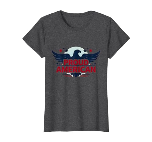 Patriotische USA-Flagge für Herren T-Shirt, Damen, Anthrazit Meliert, XS von Generic