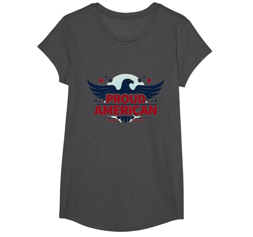 Patriotische USA-Flagge für Herren T-Shirt, Girls, Anthrazit Meliert, XS von Generic